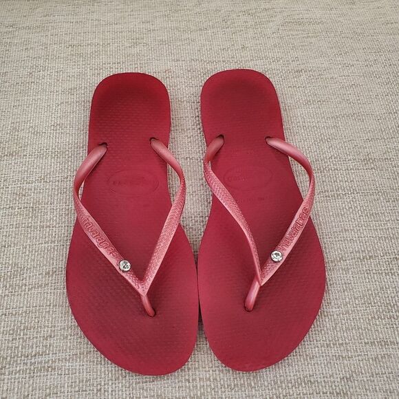 Havaianas Slim Crystal Flip Flops Sz 7/8 - Picture 3 of 12